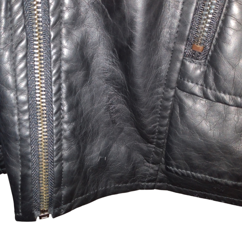 NYC Dollhouse Full Zip Lined PVC Faux Leather Motorcycle Jacket Black Small - Picture 7 of 11